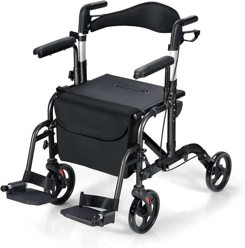 2-in-1 Rollator und Transportrollstuhl, faltbar, medizinisch
