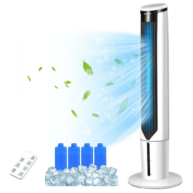 41quot 3-in-1-bodenventilator Ohne Flügel, Turmventilator, Verdunstungsluftkühler, Luftbefeuchter Mit Fernbedienung, 3 Modi Und 3 Geschwindigkeiten, 9-stunden-timer