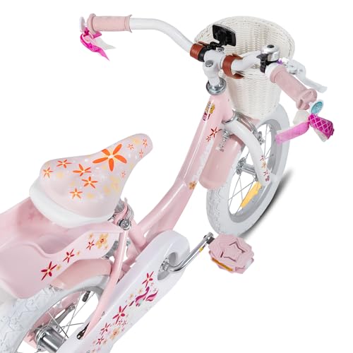 JOYSTAR Kinderfahrrad Puppenradsitz Stützrädern Korbstreamer