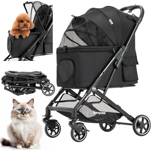 Kenyone Haustier Buggy Aluminiumrahmen Ein Klick Faltung Reißverschluss