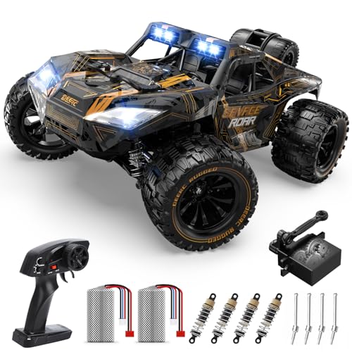 DEERC Hochgeschwindigkeits RC Truck LED Scheinwerfer 4 GHz 4x4 Fernsteuerungsauto Monstertruck Spielzeug