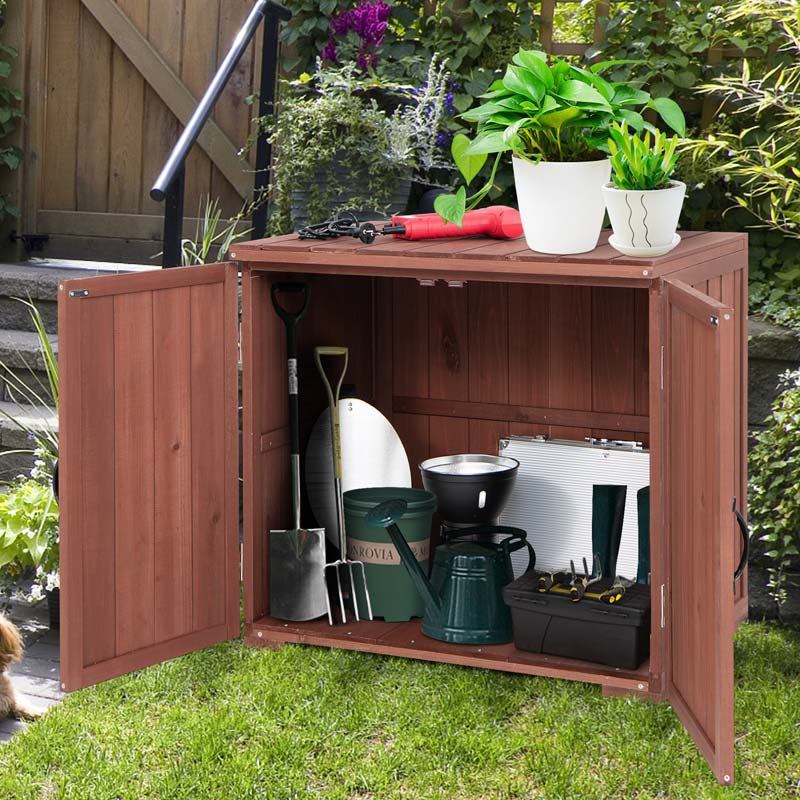 Gartenschrank aus Holz, Geräteschuppen für den Außenbereich, für die Terrasse, den Hinterhof, mit Türen, 76,2 x 56,9 x 72,4 cm – langlebige Werkzeuge für Heimprojekte