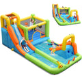 8 In 1 Riesen Wasserpark Hüpfburg Aufblasbare Wasserrutsche Mit Trampolin Kletterwand Splash Pool Wasser Amp Sprinker