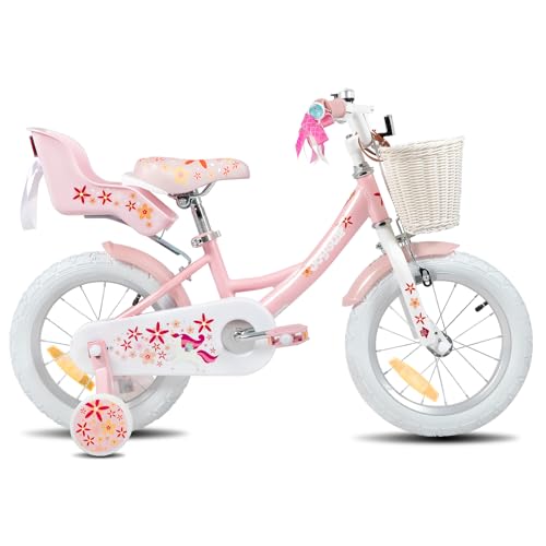JOYSTAR Kinderfahrrad Puppenradsitz Stützrädern Korbstreamer