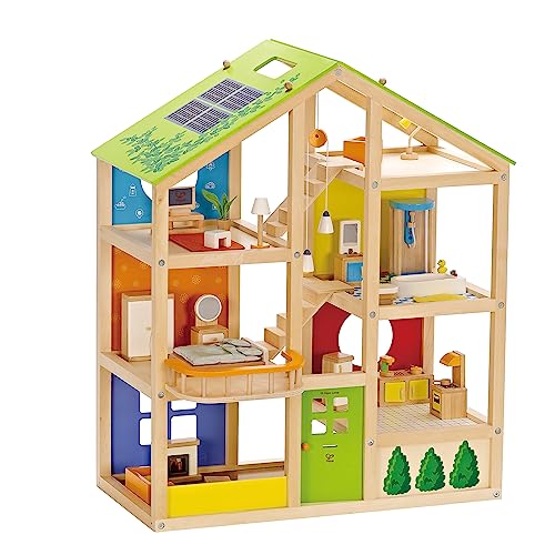 Hape E3401 Vier Jahreszeiten möbliert Puppenhaus