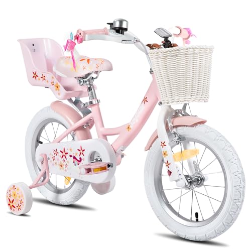 JOYSTAR Kinderfahrrad Puppenradsitz Stützrädern Korbstreamer