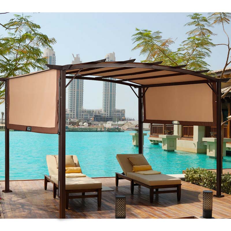 12 x 9 Fuß Metallpergola für den Außenbereich, Terrassenpavillon, Sonnenschutz mit abnehmbarer Überdachung – wasserdichte Schutzhülle