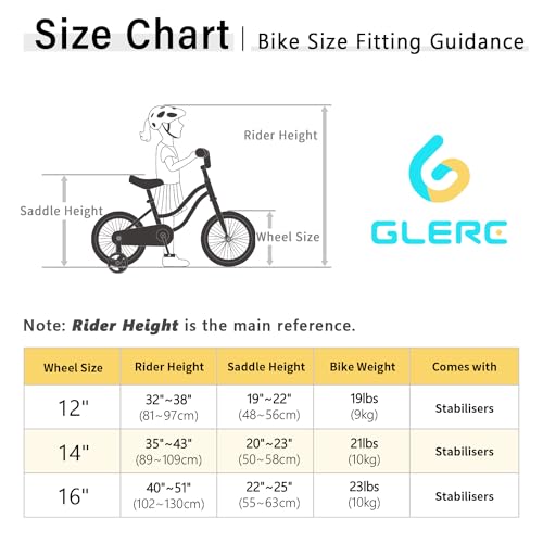 Glerc Kinderfahrrad Mädchen Luftschlangen Stützräder