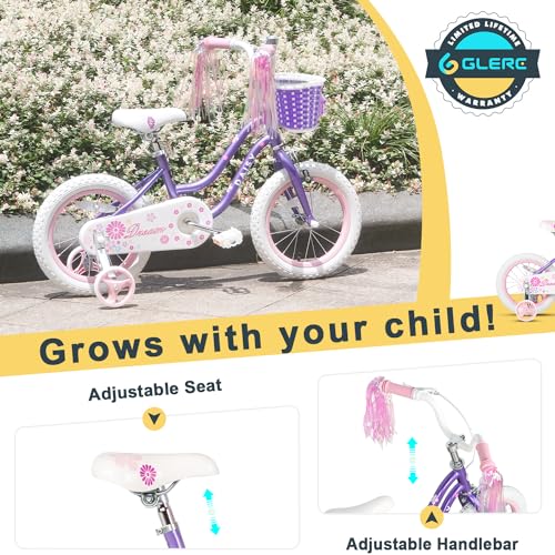 Glerc Kinderfahrrad Mädchen Luftschlangen Stützräder