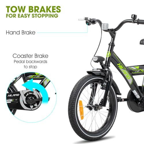 HILAND Kinderfahrrad Gepäckträger Stützräder Rücktrittbremse