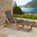 Klappbarer Chaiselongue-Sessel aus Akazienholz-Rattan für den Außenbereich mit einziehbarer Fußstütze, Liegestuhl für den Pool, Sonnenliege für die Terrasse – bequemes und ergonomisches Design