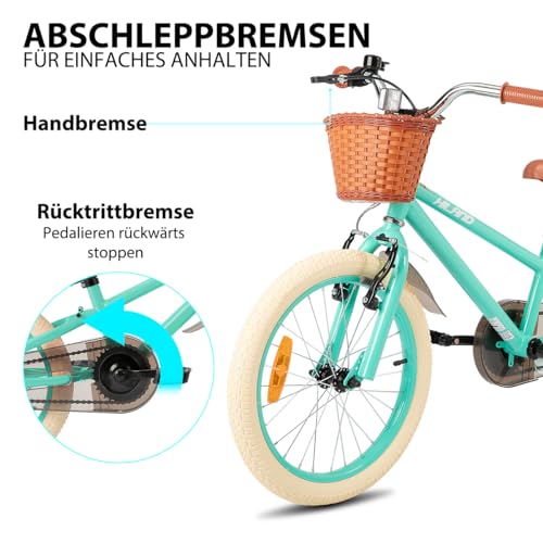 HILAND Kinderfahrrad Stützrädern Handbremse Rücktrittbremse