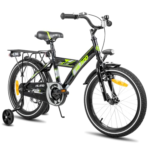 HILAND Kinderfahrrad Gepäckträger Stützräder Rücktrittbremse