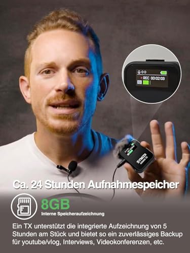 SYNCO Wireless Ansteckmikrofon Reichweite Drahtloses ohne Ladecase