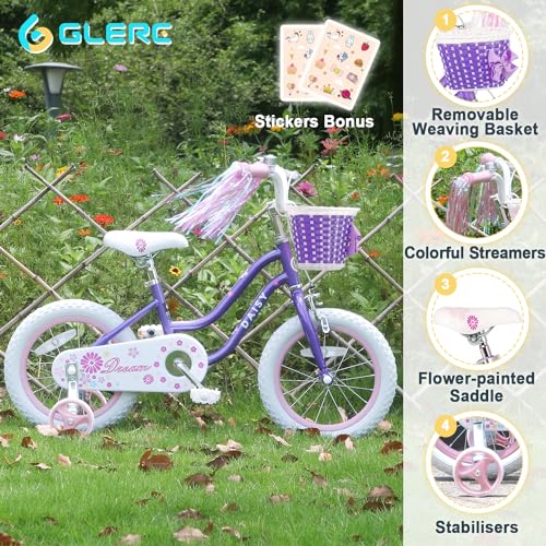 Glerc Kinderfahrrad Mädchen Luftschlangen Stützräder