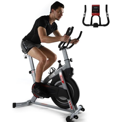 ISE Heimtrainer Pulsmesser gepolsterte Fitnessbike