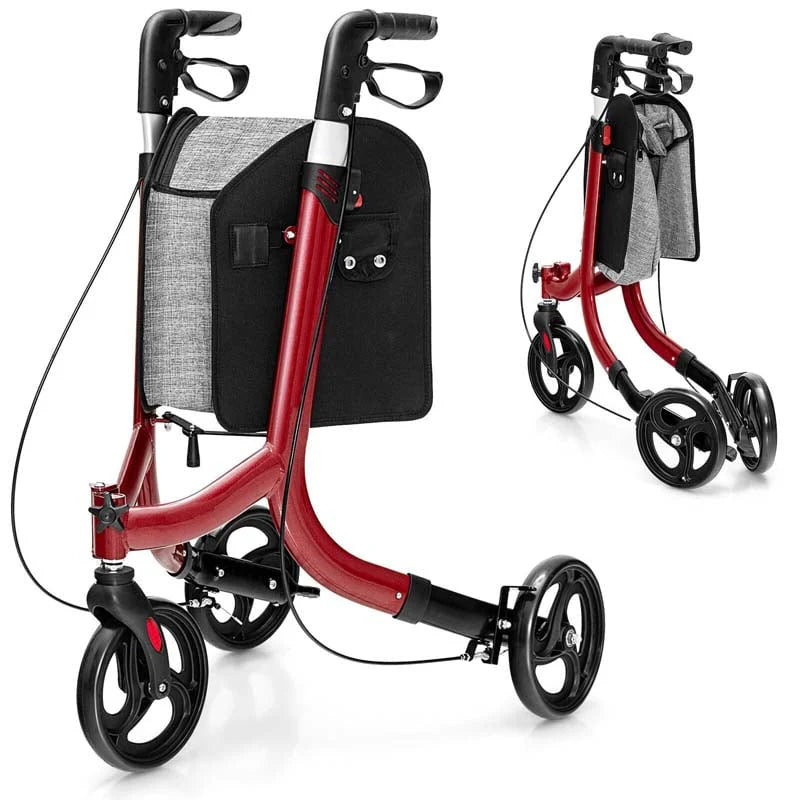 3-Rad-Rollator mit zusammenklappbarer Einkaufstasche, leichte Gehhilfe aus Aluminium für die Mobilität