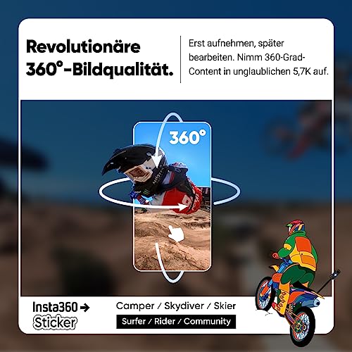 Insta360 360° Action Kamera Einzelobjektiv Stabilisierung Aufkleber Set