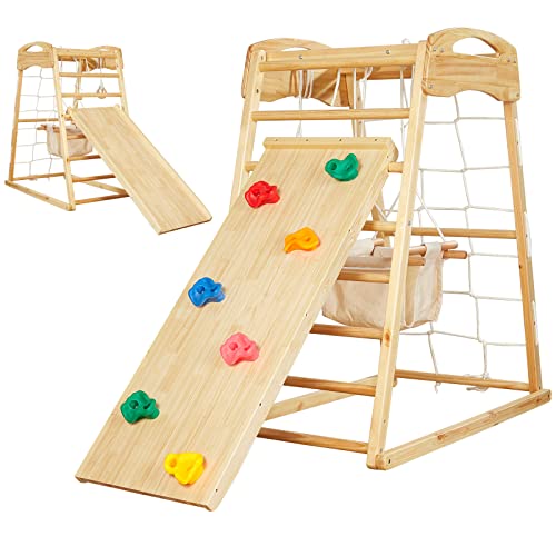 FUNLIO Klettergerüst Kletterdreieck Kletterfelsen Gymnastikringen