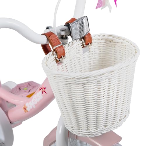 JOYSTAR Kinderfahrrad Puppenradsitz Stützrädern Korbstreamer