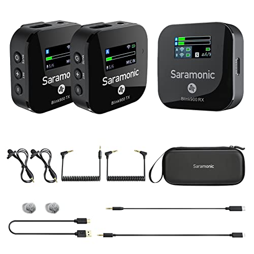 Lavalier Mikrofon Saramonic 4 GHz Funksender Empfänger Kit LCD Display Echtzeitüberwachung