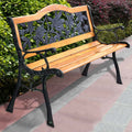 50Quot Garten-Parkbank aus Gusseisen und Hartholz, wetterfest, für den Außenbereich, Terrasse, Veranda, Zweisitzer-Sessel – bequemes und ergonomisches Design