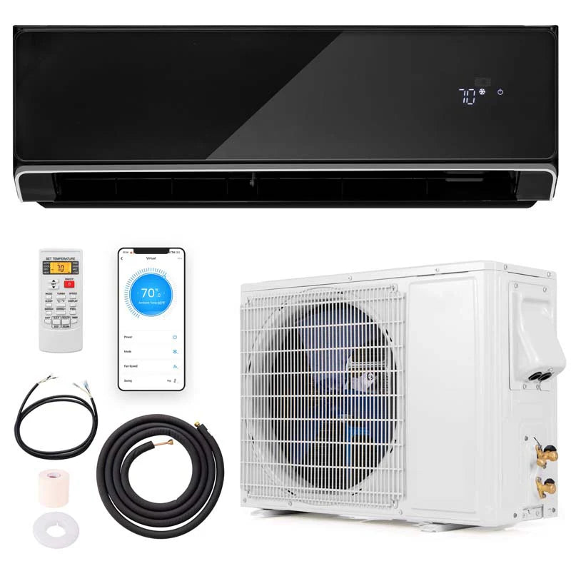 18000 Btu 21 Seer2 208 230 V WLAN-fähige Mini-Split-Klimaanlage mit Alexa Wandmontiertes Kanalloses AC-Gerät Wechselrichter-Wärmepumpensystem