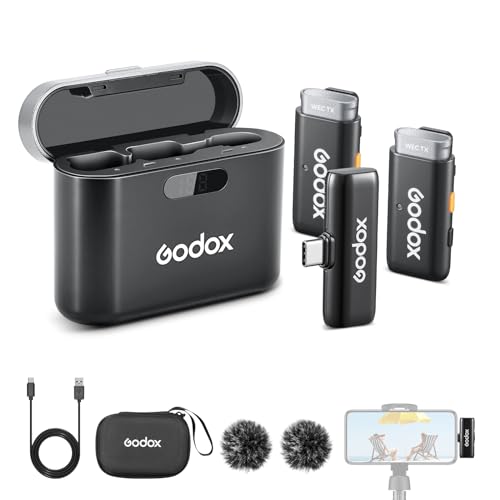 GODOX WES2 Kit2 Lavalier Mikrofon Geräuschunterdrückung Schwarz
