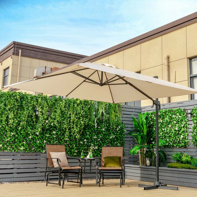 10 x 10 Fuß Quadratischer Terrassenschirm, 3-fach Neigbarer Freitragender Offset-schirm, Großer Marktschirm Für Den Außenbereich Mit Gekreuzter Basis