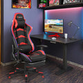 LED-Massage-Gaming-Stuhl, höhenverstellbar, Racing-Computer-Bürostuhl mit Fußstütze, ergonomischer PU-Drehstuhl mit hoher Rückenlehne – bequemes und ergonomisches Design