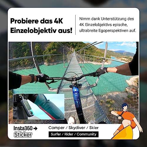 Insta360 360° Action Kamera Einzelobjektiv Stabilisierung Aufkleber Set