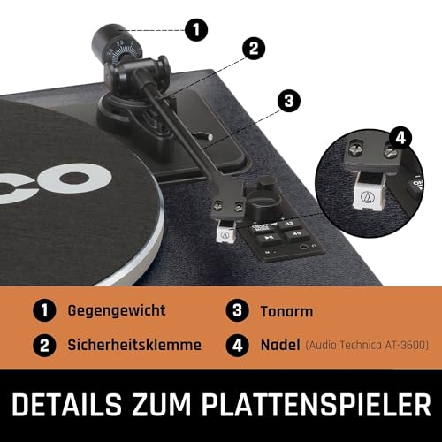 Lenco LS 430 Plattenspieler Riemenantrieb AUX Schwarz